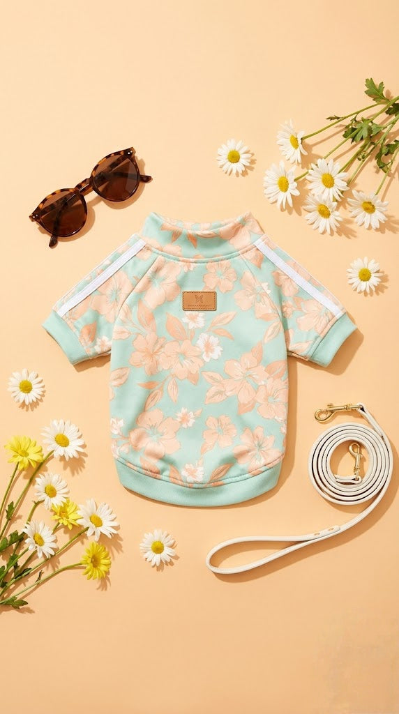 The Everyday Mint Floral Track Top - 100% Pure Cotton