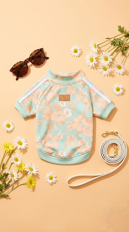 The Everyday Mint Floral Track Top - 100% Pure Cotton