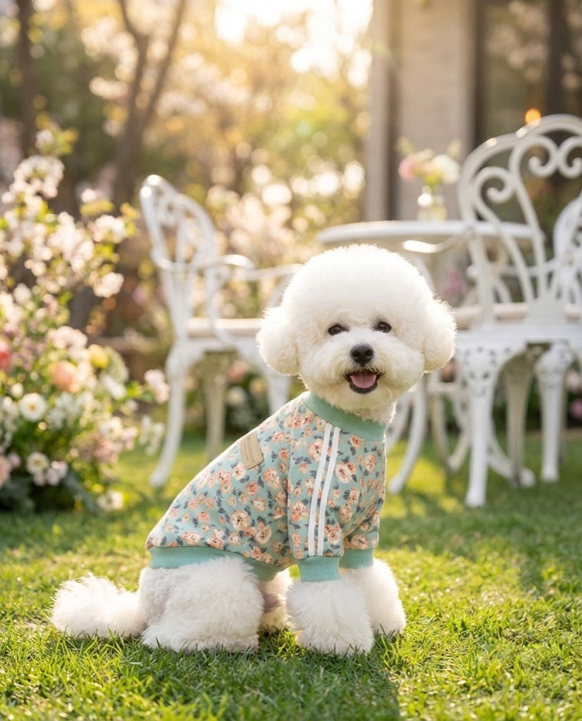 The Everyday Mint Floral Track Top - 100% Pure Cotton