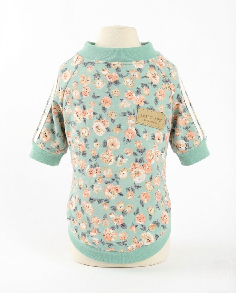 The Everyday Mint Floral Track Top - 100% Pure Cotton